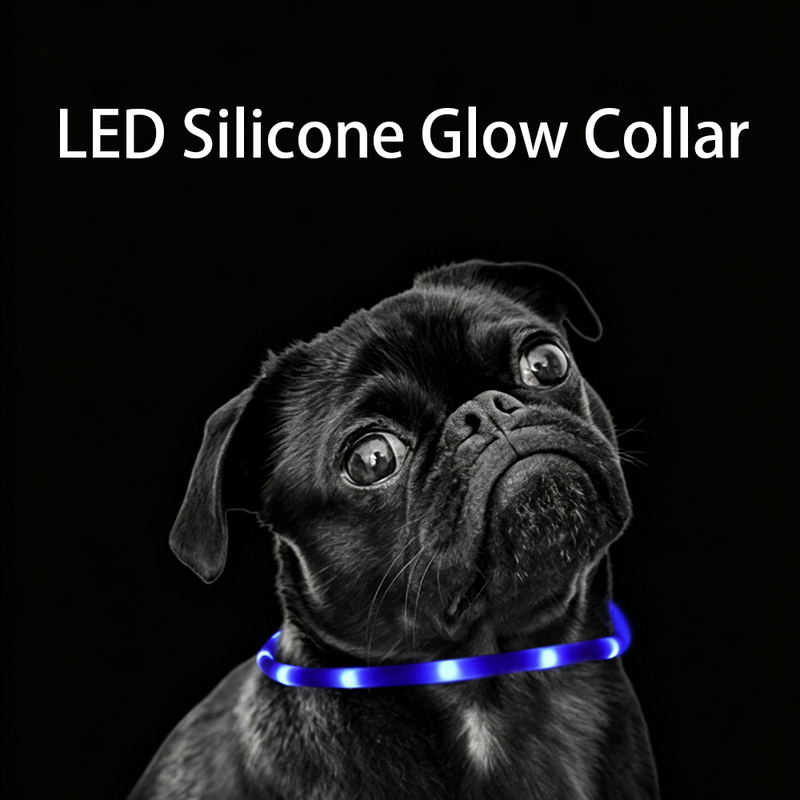 USB Rechargeable LED Silicone Glow Dog Collar with Buckle and Light Beads-white-35cm — image 2