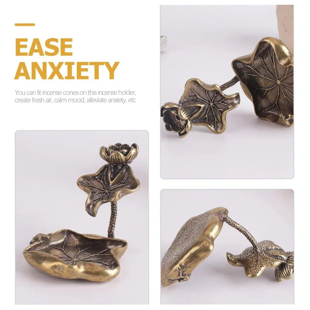 Lotus Flower Incense Holder Flowing Backflow Burner Home Office Decor Ornament — image 4