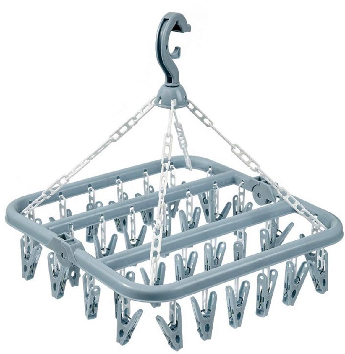 Sock Dryer - Clothesline - 32 Clips - Sock Hanger - Wasrek - Carousel - Drying Carousel - Clothes Hanger - Sock Drying Rack - Blue