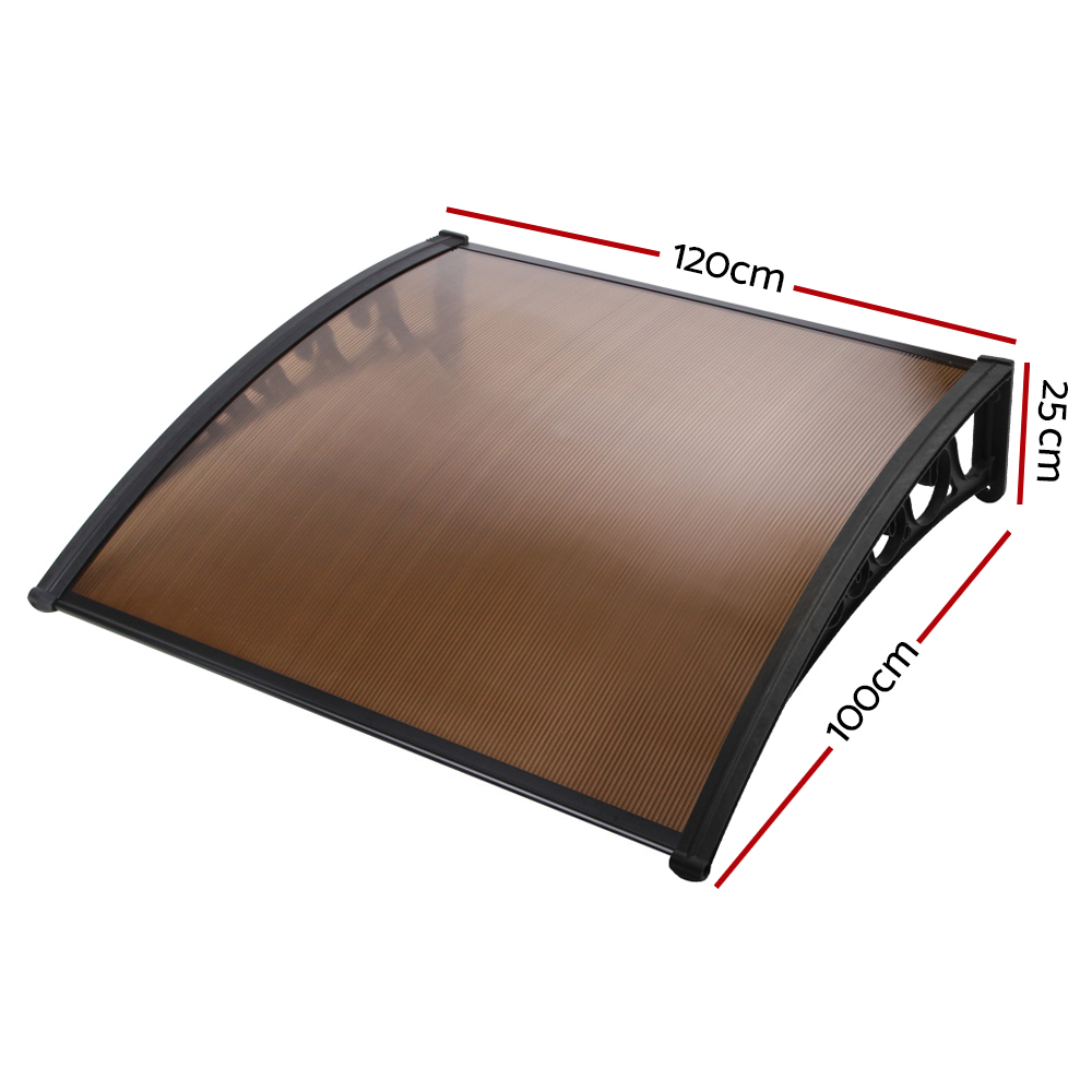 Instahut Window Door Awning 1mx1.2m Brown โ image 2