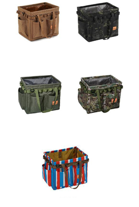 Black Heavy Duty Foldable Outdoor Camping Storage Box - Oxford Cloth Collapsible Gear Organizer Tote with Pockets — image 6