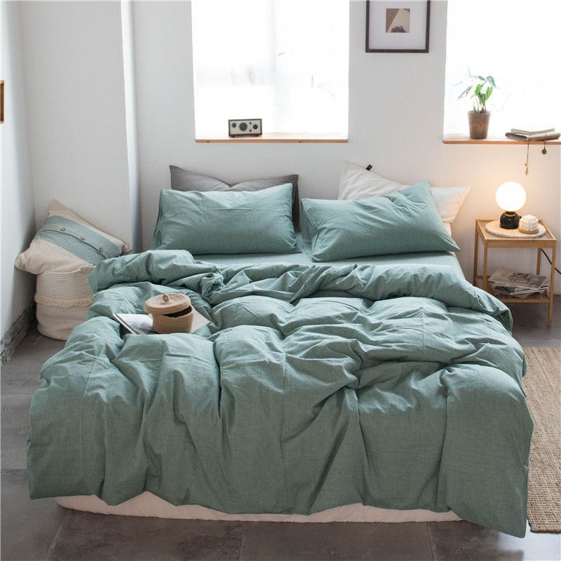 Cotton 4 Piece Set Modern Minimalist White 1.5m bed-quilt cover 200 × 230cm (four-piece set)