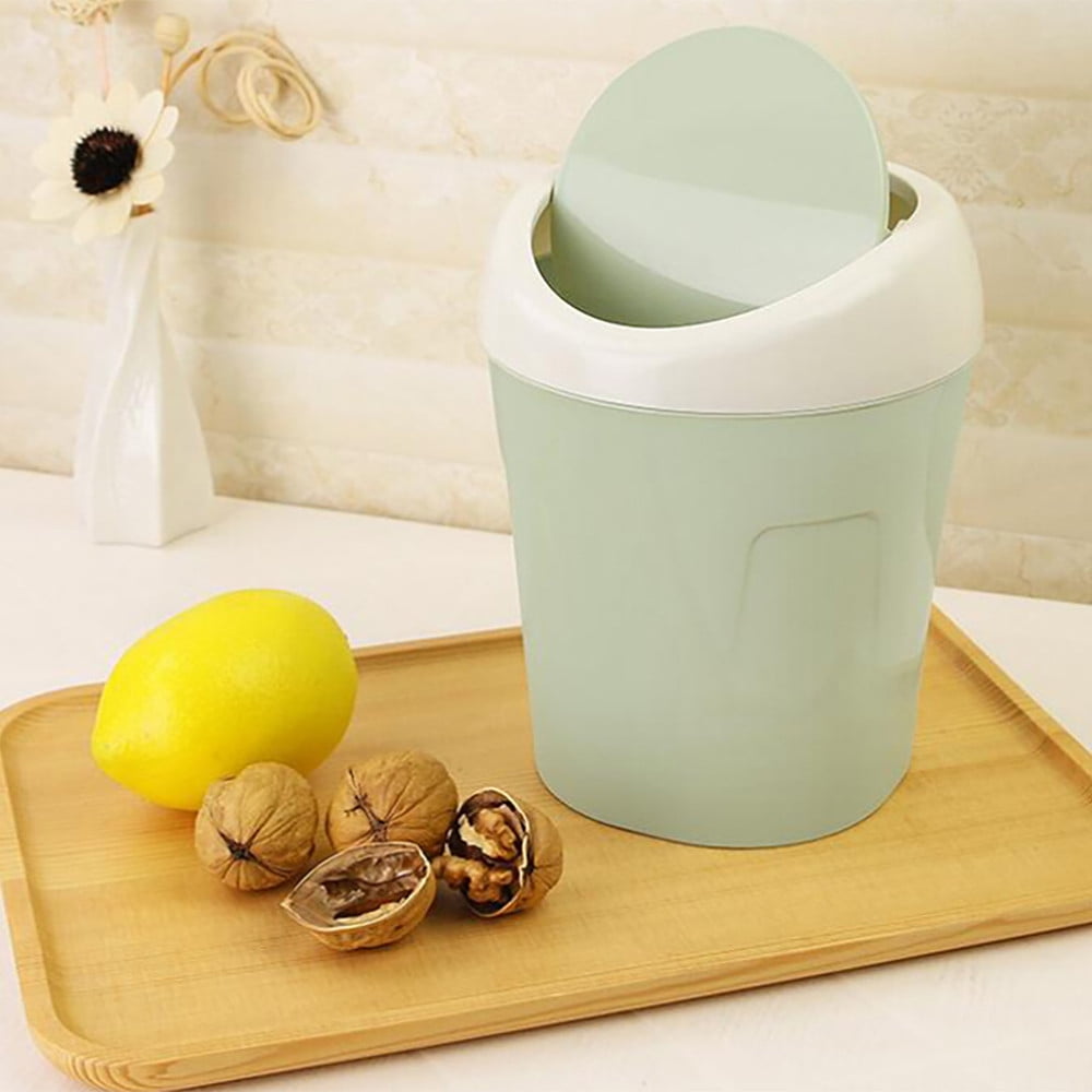 Mini Plastic Rubbish Bin with Swing Lid, Compact Countertop Waste Basket for Bathrooms, Offices, 16.8 × 10.2 × 13.2 cm, Pink — image 5