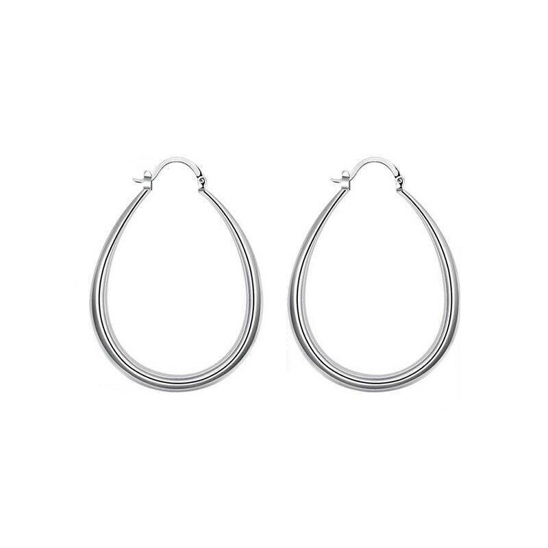Elegant Teardrop Silver Filled Hoop Earrings 41mm Lightweight Fashion Jewelry โ image 2