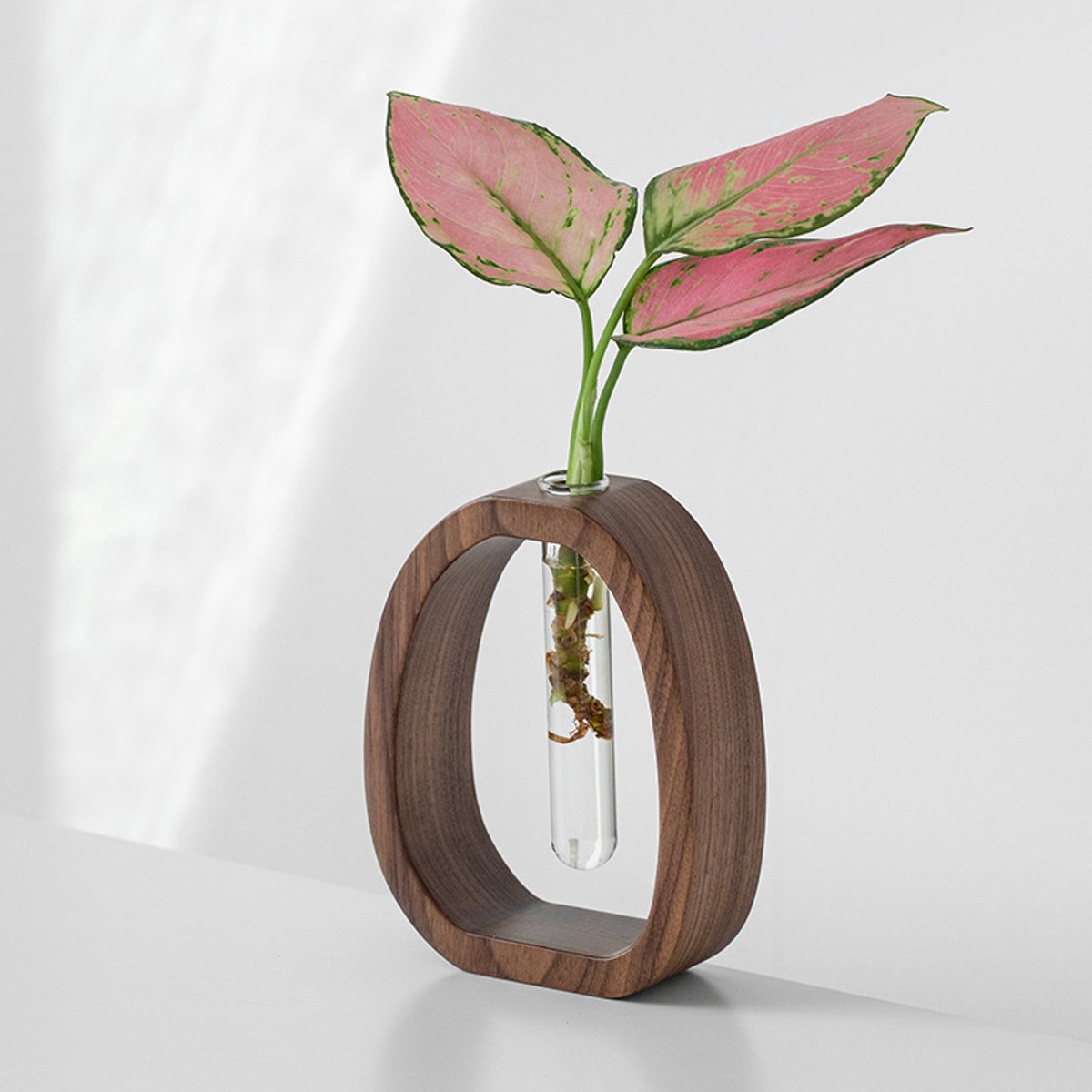 Vase - Solid Wood Vase - Desk Plant Growing Rack - Made of Wood and Bamboo - Enhances the modern decor of your home and office environment (S: 9.5 × 7 × 4 cm) — image 2