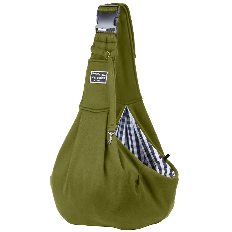 Green Lightweight Breathable Pet Crossbody Bag with Adjustable Padded Strap & Reversible Double-Sided Design
