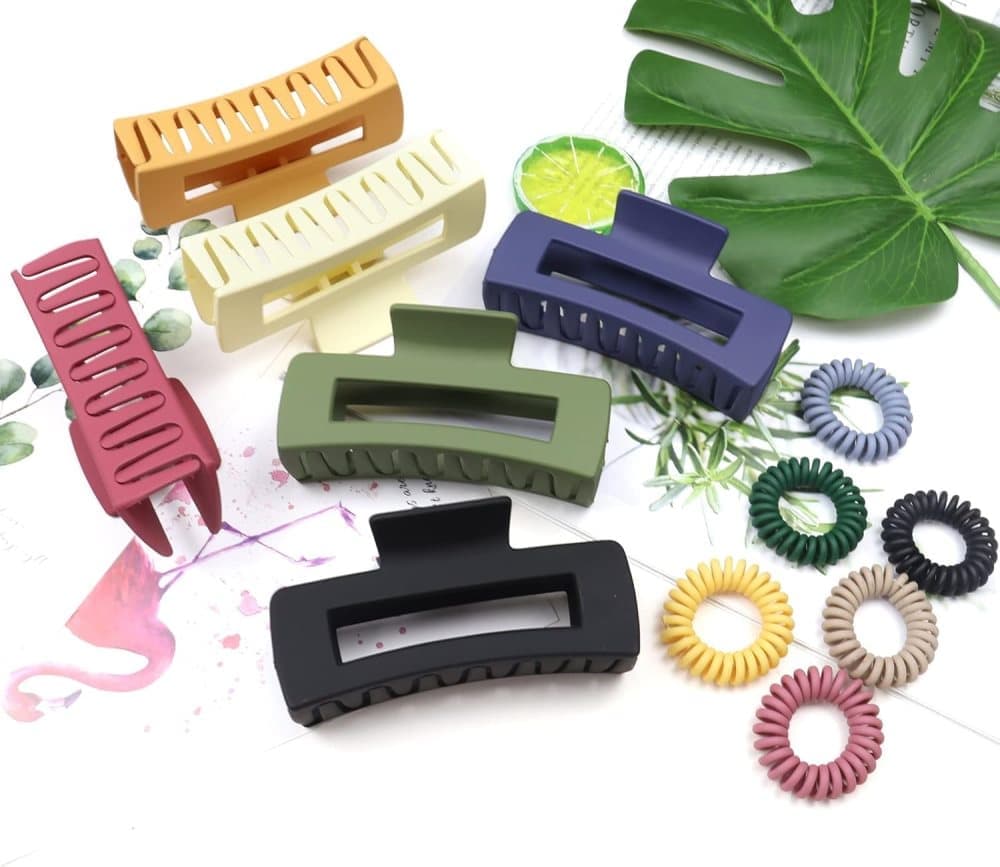 6-Pack Strong Rectangular Hair Clips for Thick Hair, Non-Slip Matte Solid Color, Multicolor — image 5