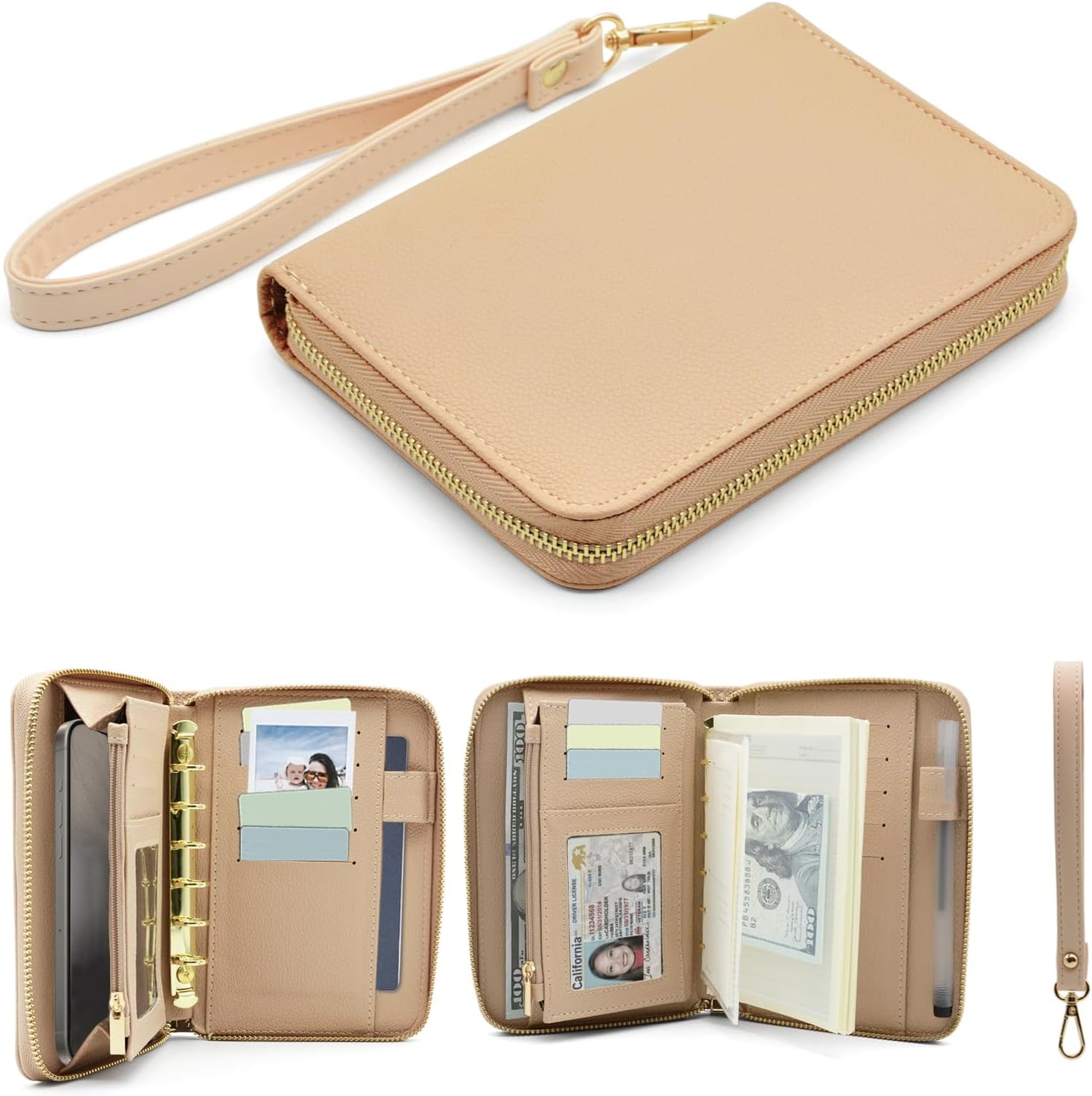 A7 Binder Cash Envelope System Wallet – Budget Binder with Cash Envelopes, Zipper Planner Notebook, 6-Ring Binder, Saving Challenge Planner, Cash Stuffing
