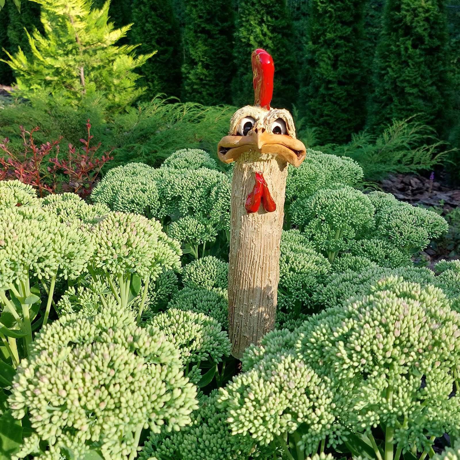 Chicken Statue Decor, Funny Resin Chicken Ostrich Garden Sculpture for Courtyard Outdoor Garden Silly Yard Art Housewarming Gift — image 4