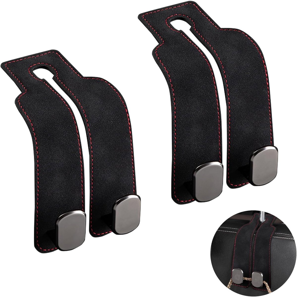 pieces - 17*4.5*8.5 cm - car headrest hooks - multifunctional leather car seat organizer - hook for the car backrest - car interior accessories - for bags