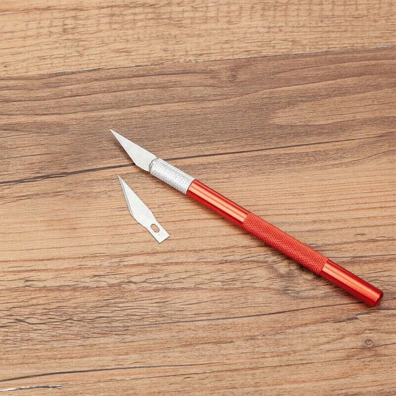 Craft Knife with 5 Blades Metal Handle Cutter Engraving Hobby Scalpel Tool - Silver — image 4