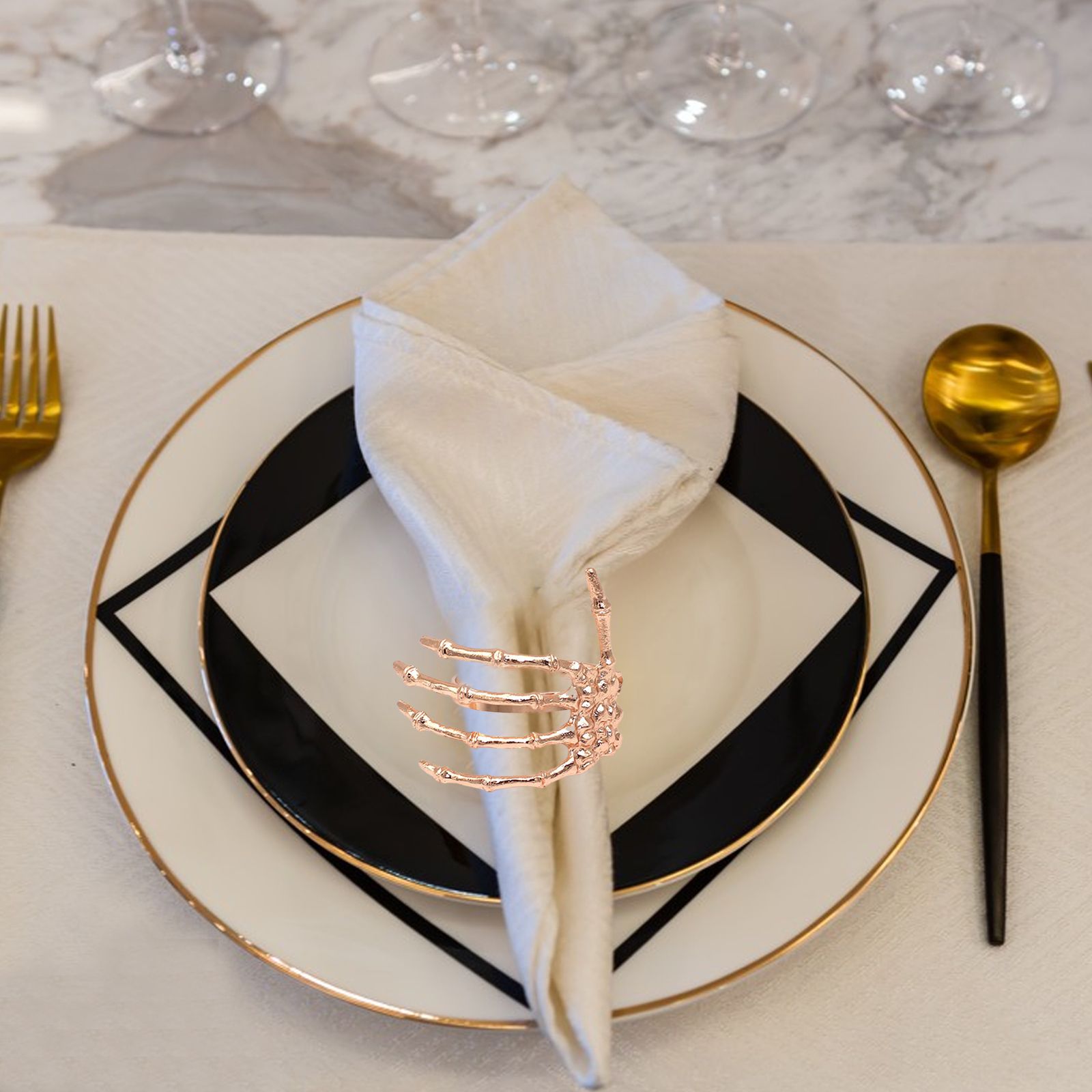 Wine Tableware Halloween Napkin Buckle Ghost Hand Napkin Ring Alloy Napkin Ring Silver — image 5