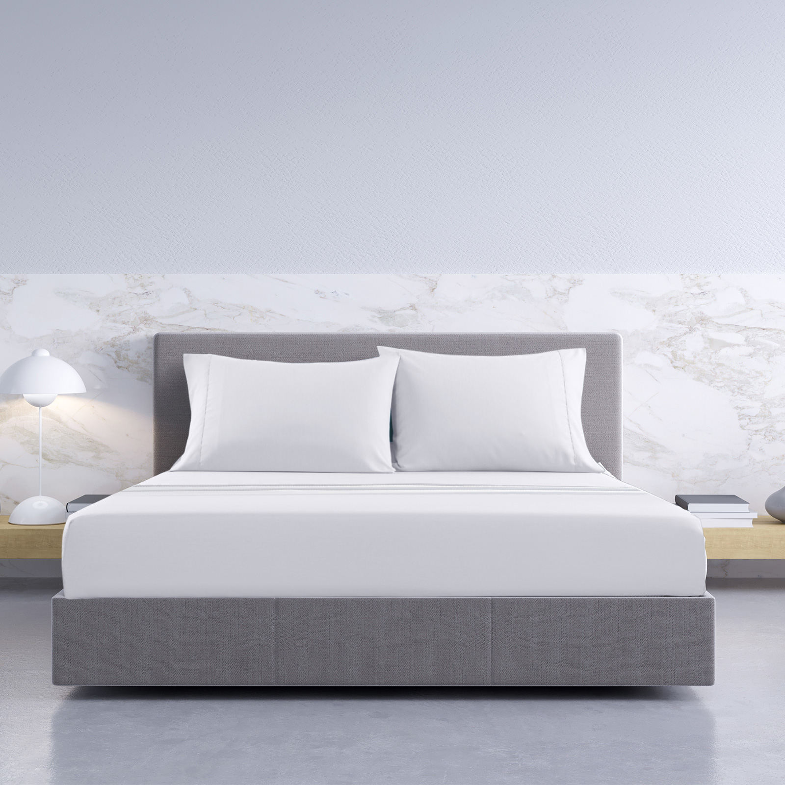 Royal Comfort 1000TC Hotel Grade Bamboo Cotton Sheets Pillowcases Set Ultrasoft - King - White — image 3