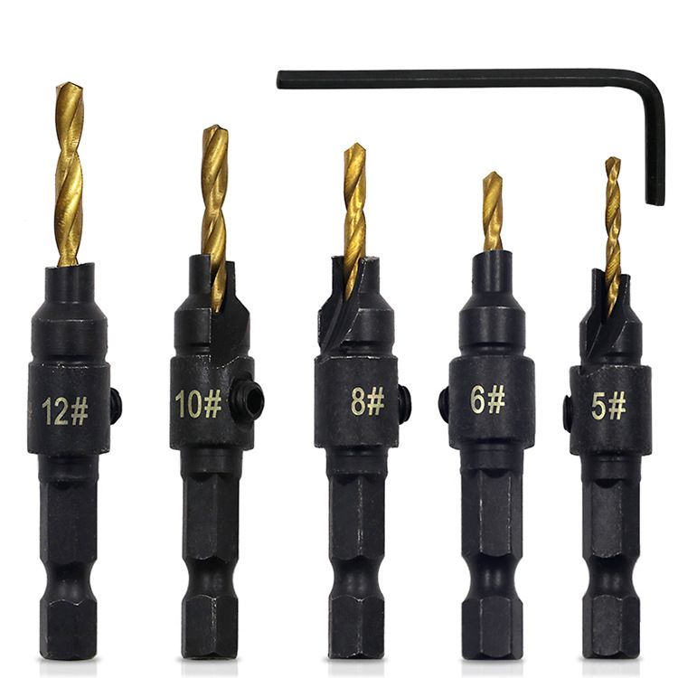 Hex Shank Countersink Drill Bit Power Tools Accessories for Plastic Metal Woodworking Tool by Power Drill 5Pcs/Set #5#6#8#10#12 â image 4
