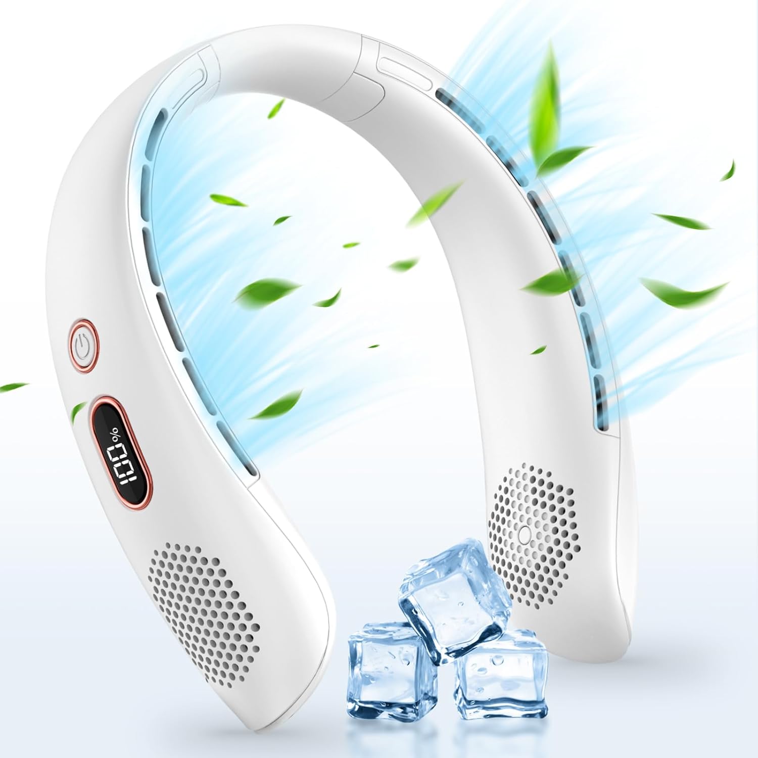 Portable Neck Fan, Hands Free Bladeless Neck Fan Rechargeable 3 Speeds & LCD Display, Battery Operated Wearable Personal Fan, 360° Cooling Hanging Neck Fan for