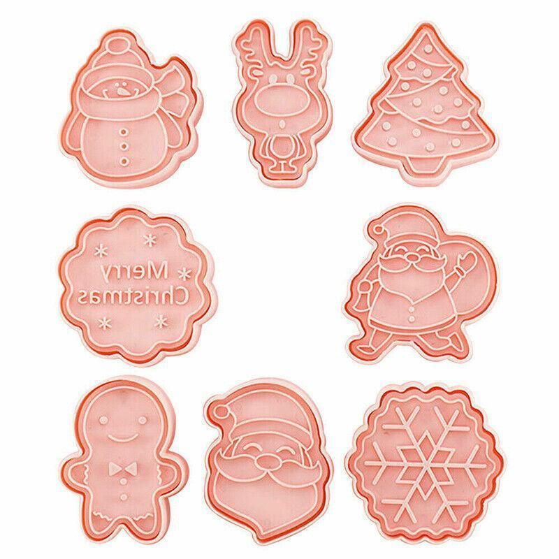 8PCS Christmas Cookie Cutter Set 3D Biscuit Moulds for Baking Fondant Pastry — image 2
