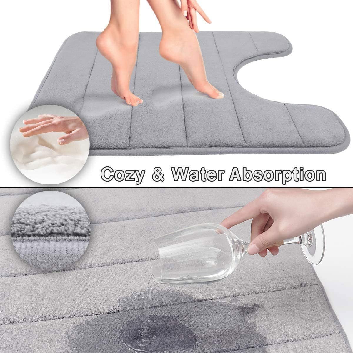 Coral fleece Bath Mat Rug, Comfortable, Soft, Super Water Absorption, Machine Wash, Non-Slip, Thick, Easier to Dry for Bathroom Floor Rugs, Grey, 50 × 60cm — image 3