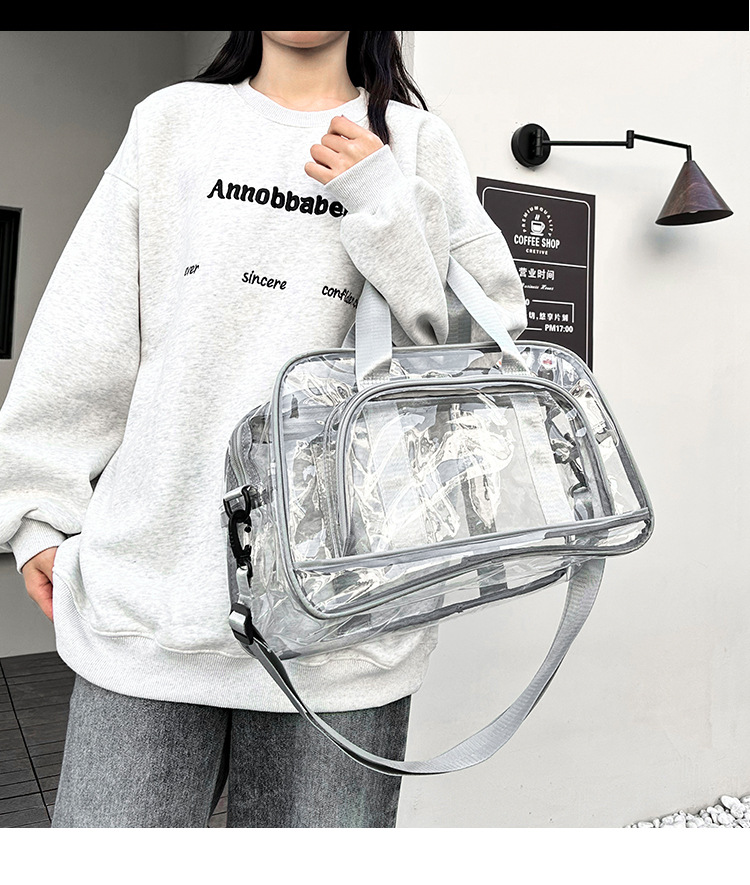 Silver transparent Multi-Purpose Clear PVC Bag - Travel, Fitness, Storage Tote (50x32x18cm) — image 3