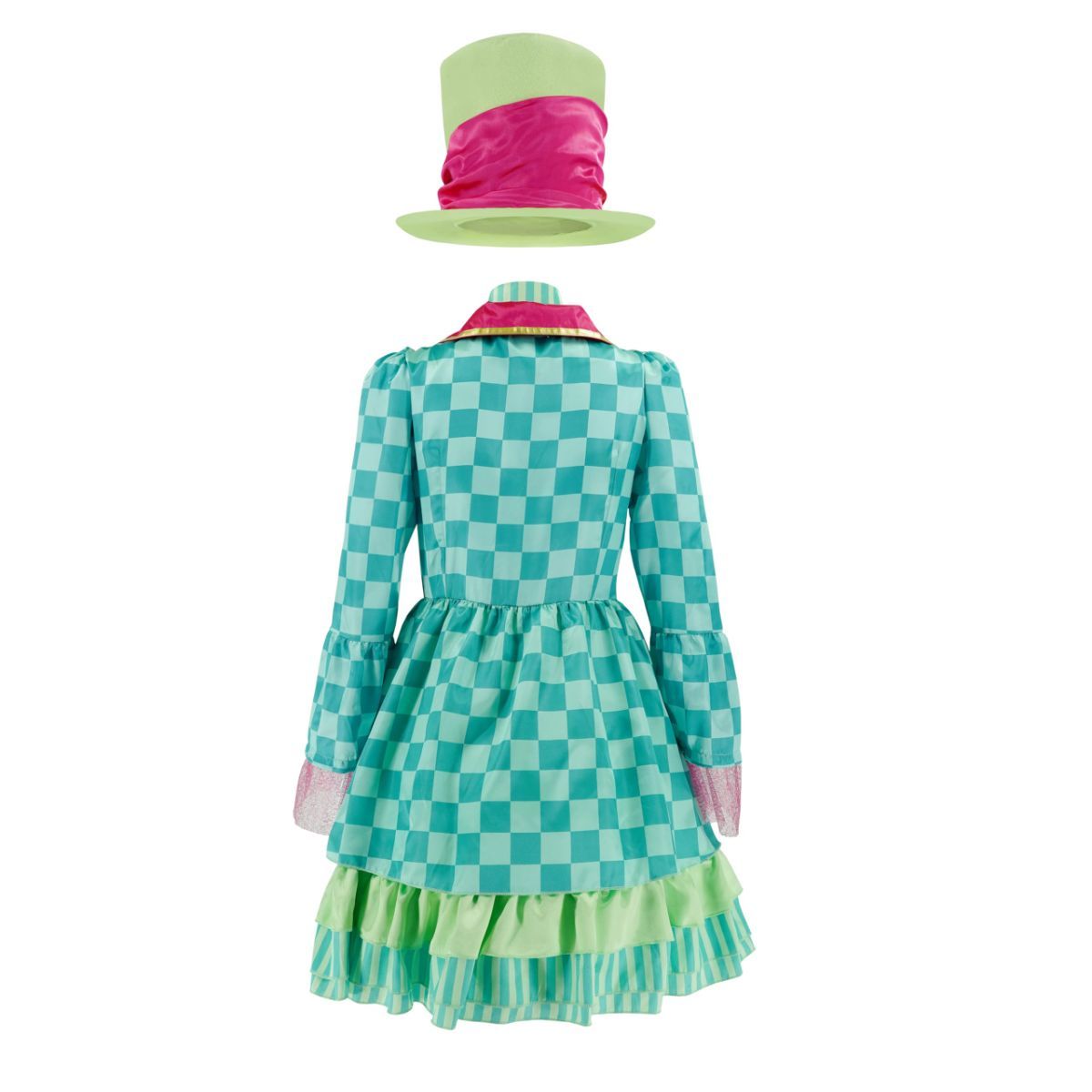 Hatter Costume Women Mad Tea Party Halloween Cosplay Dress with Bowtie Top Hat Leggings Mardi Gras Parade Outfits - Green - Size XS — image 6