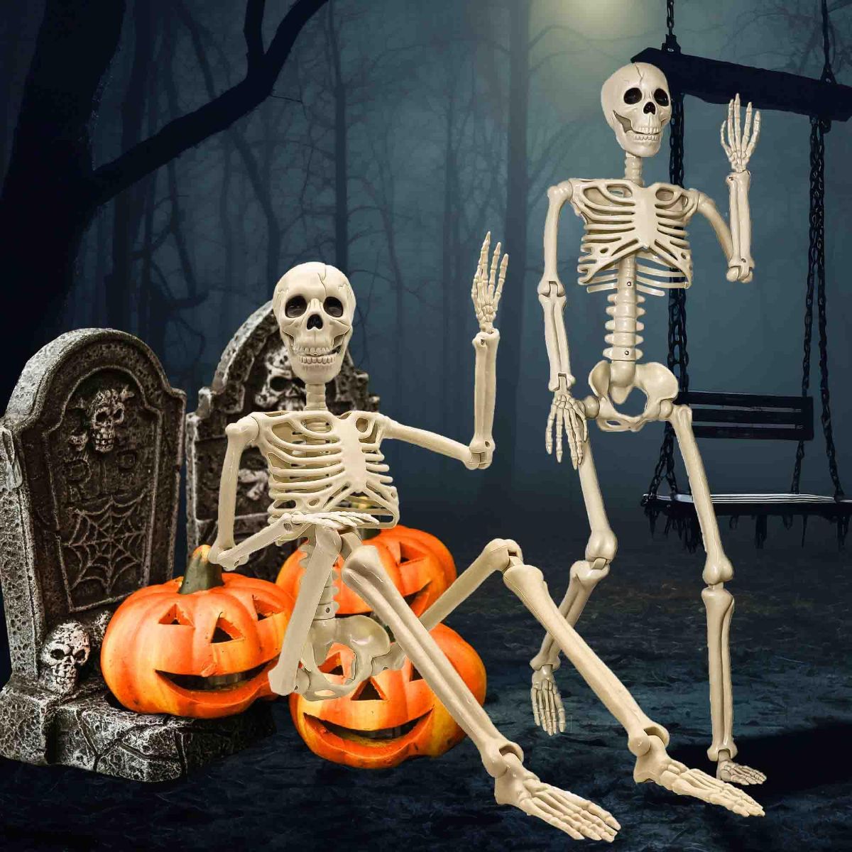 Halloween Skeleton 36-Inch Skeleton Poseable Skeleton Halloween Decorations - White - Size 1 Pcs — image 3