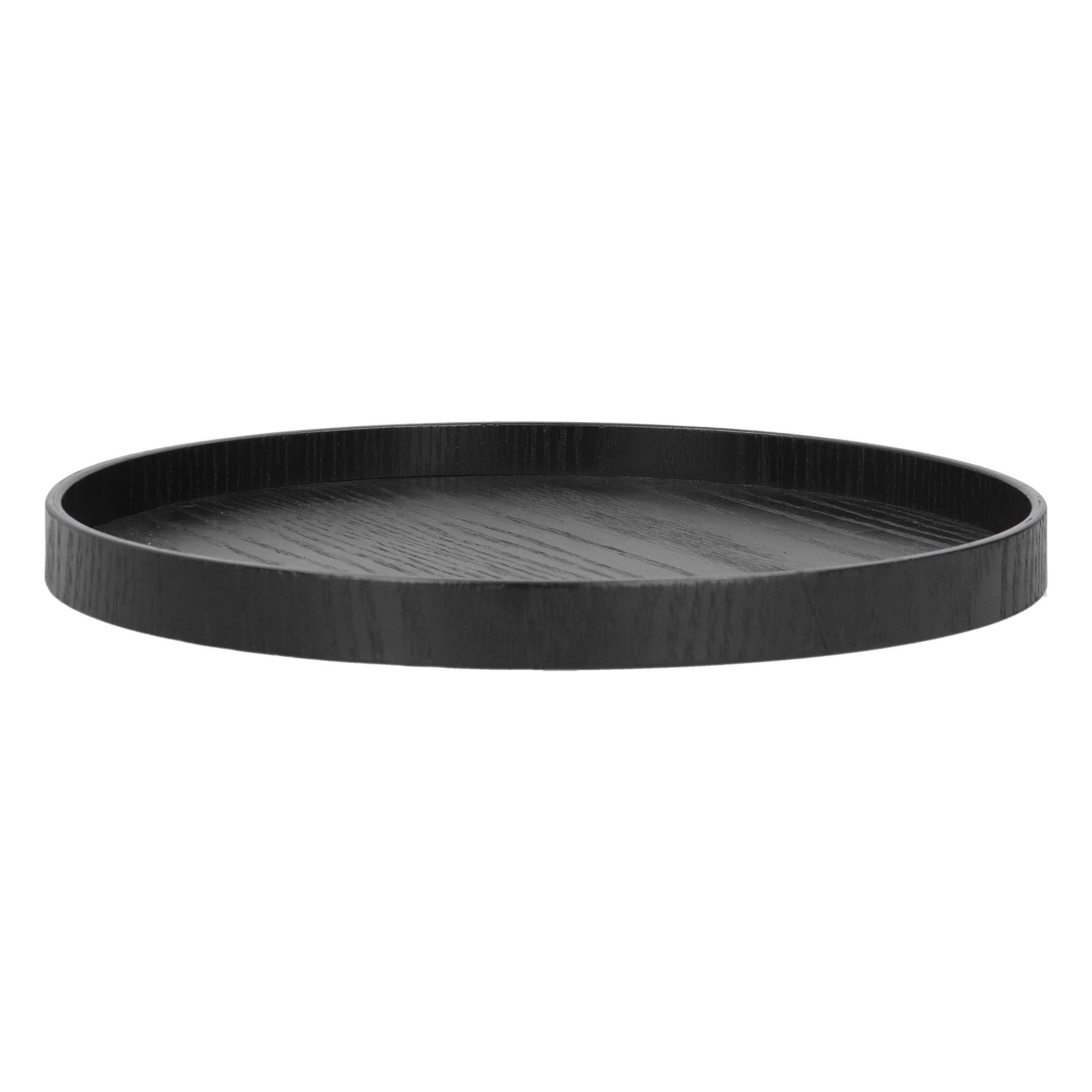 Round Wooden Food Fruit Serving Tray Service Plate for Home Kitchen Hotel Use Black27cm — image 6