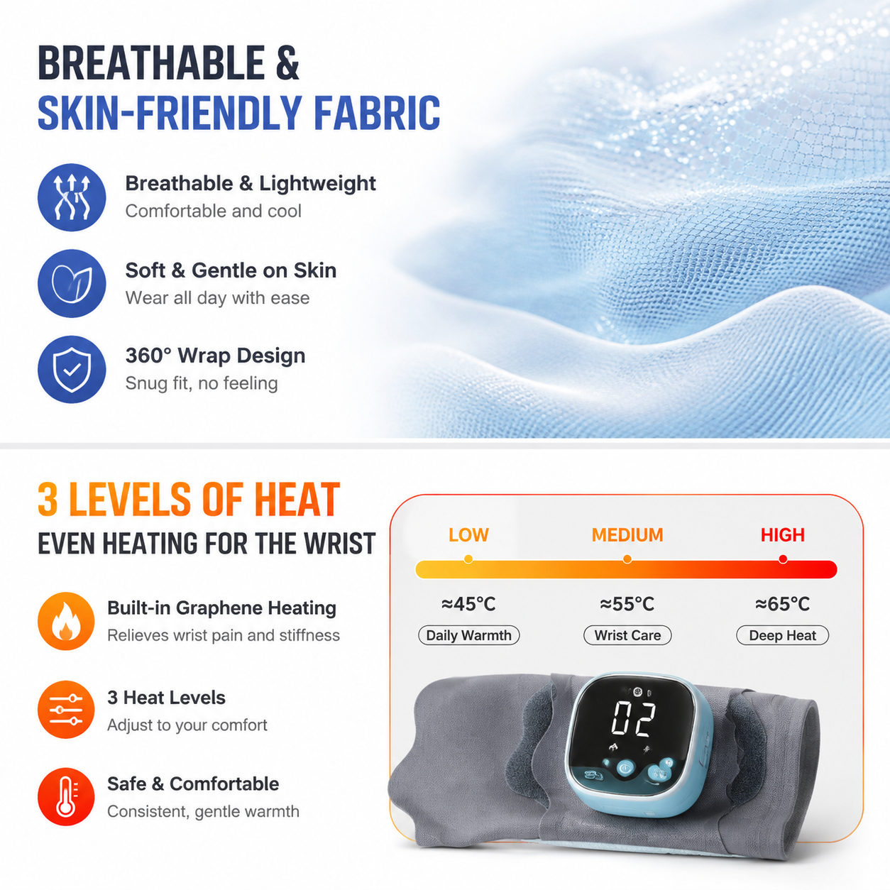 2PCS Portable EMS Wrist Massager - 3 in 1 Heating Pulse Sports Hand Wrap with 3 Heat Therapy, 9 Massage Intensities, 5 Massage Modes and Removable LCD Control โ image 5