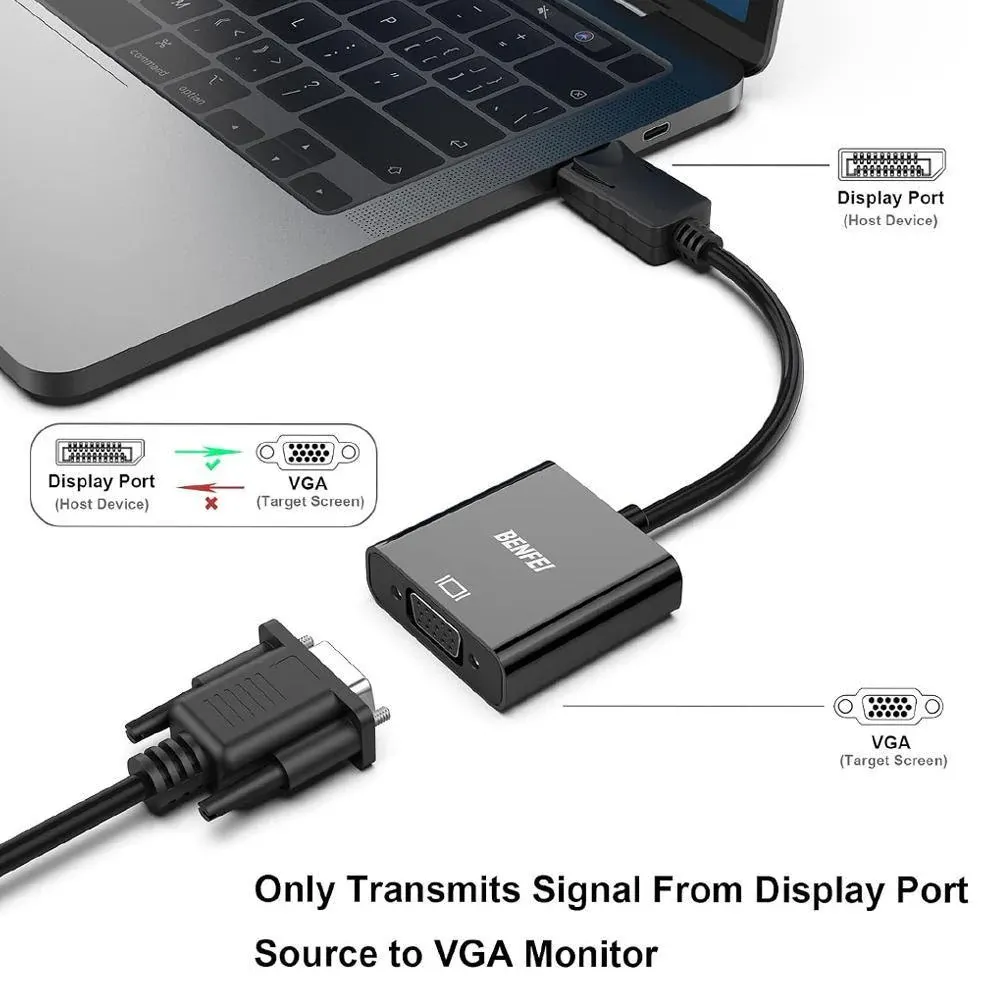 Displayport Display Port DP Male to VGA Female Video Converter Adapter Cable PC - Mini DP to VGA Adapter/ — image 5