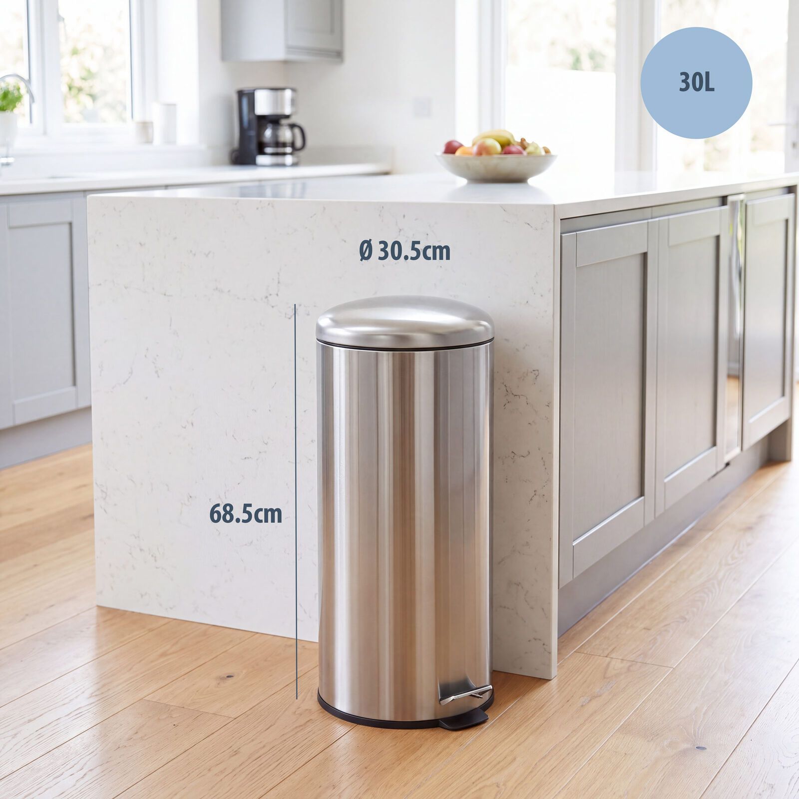 30L Pedal Bin with Stainless Steel and Plastic Construction — image 2