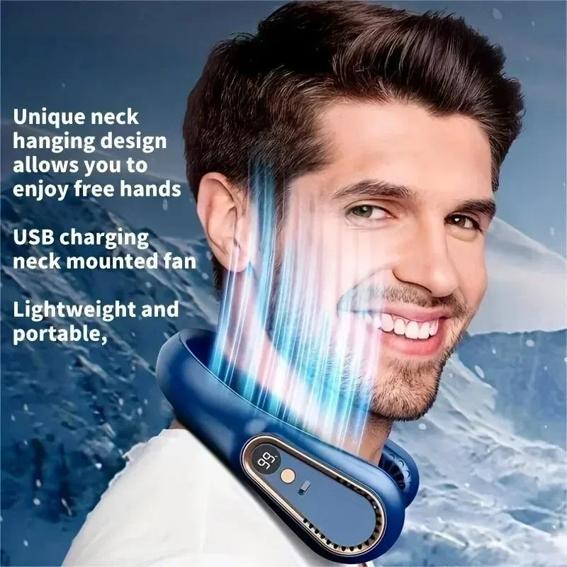NNEOBA Neck Bladeless Fan Mini Portable-Blue โ image 4