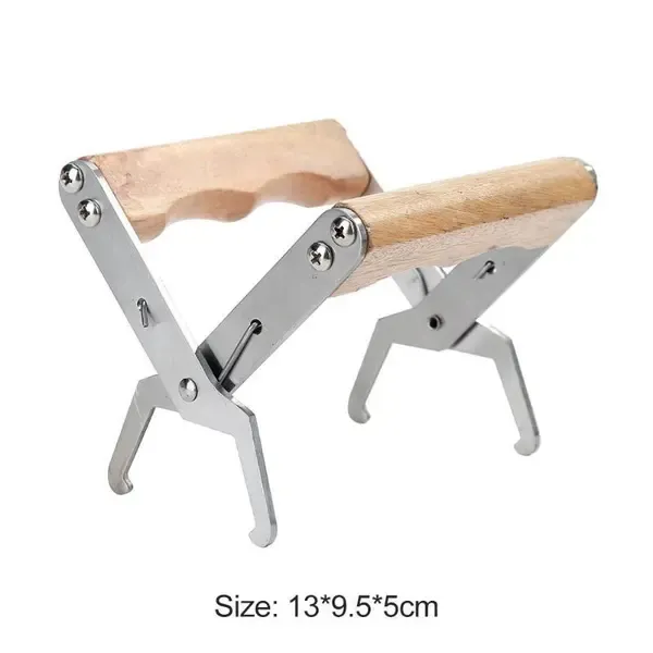 Bee Hive Frame Lifter Tongs Stainless Steel With Wooden Handle for Beekeepers Hive Inspection and Honey Harvesting — image 4