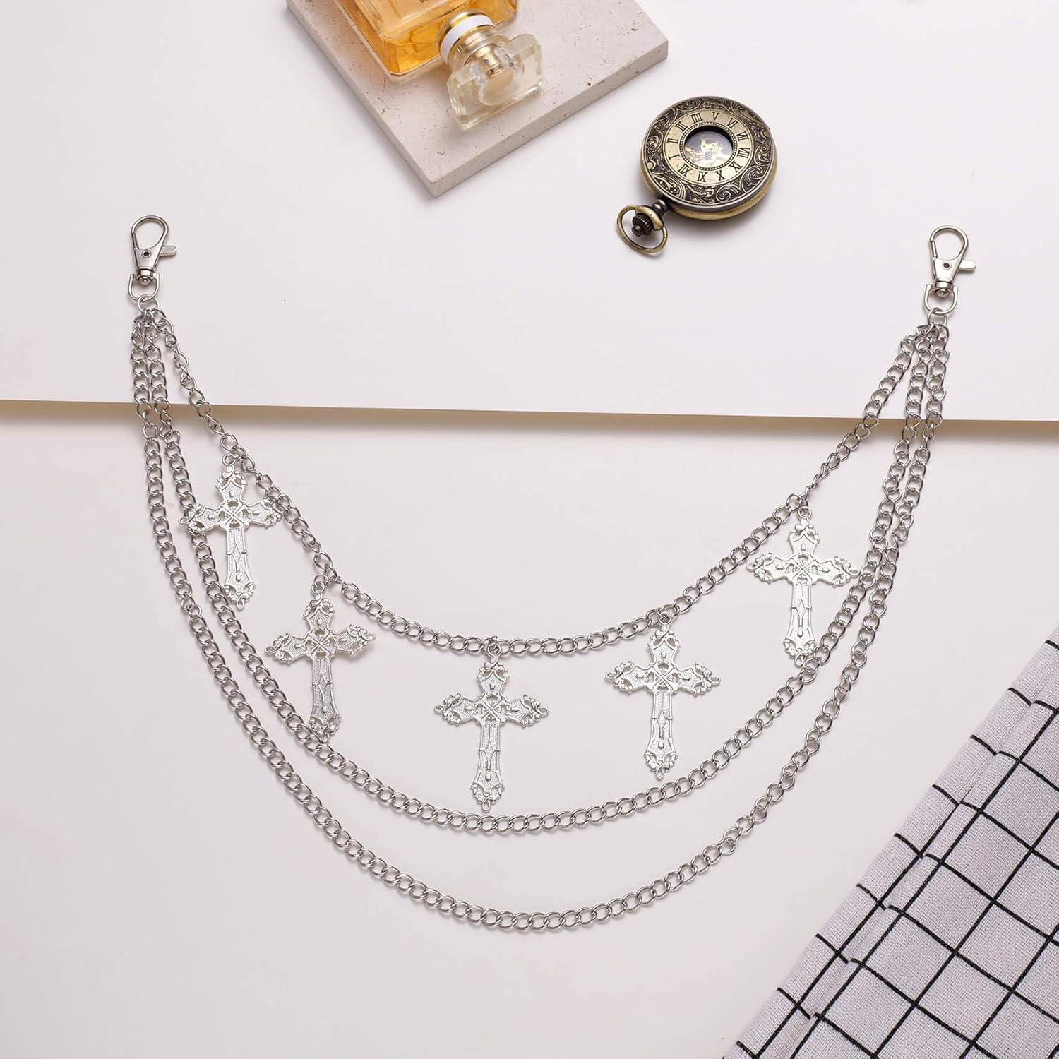 Punk Pants Chain - Multi Stacked Layering Cross Charm Chain for Women Men, Gothic Hip Hop Pocket Accessories — image 6