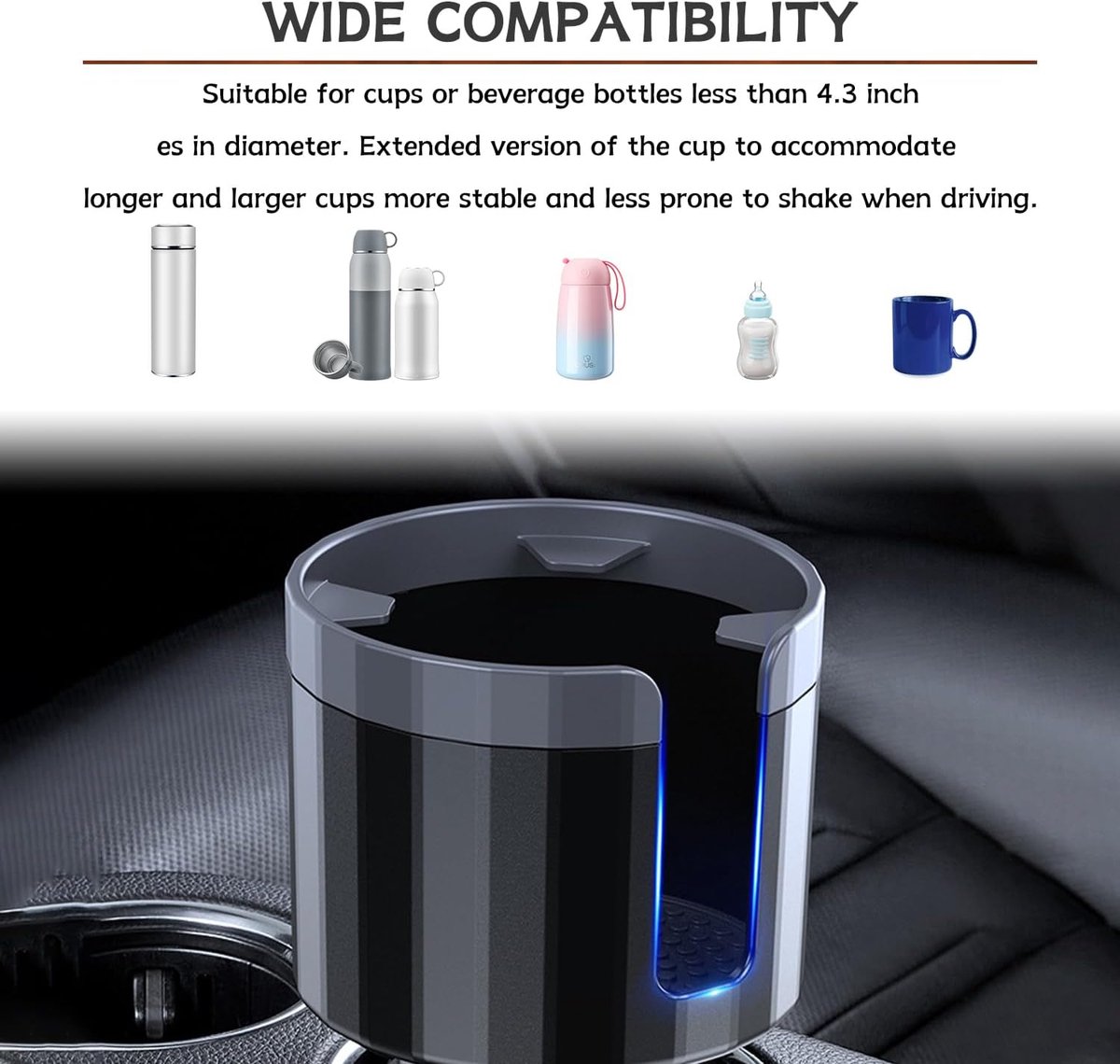 Car Cup Holder - Adjustable Cup Holder - Universal - Coffee Holder - Drink Holder - Soft Drink Holder - Large Drink Bottle Holder - Can Holder - Cupholder — image 4