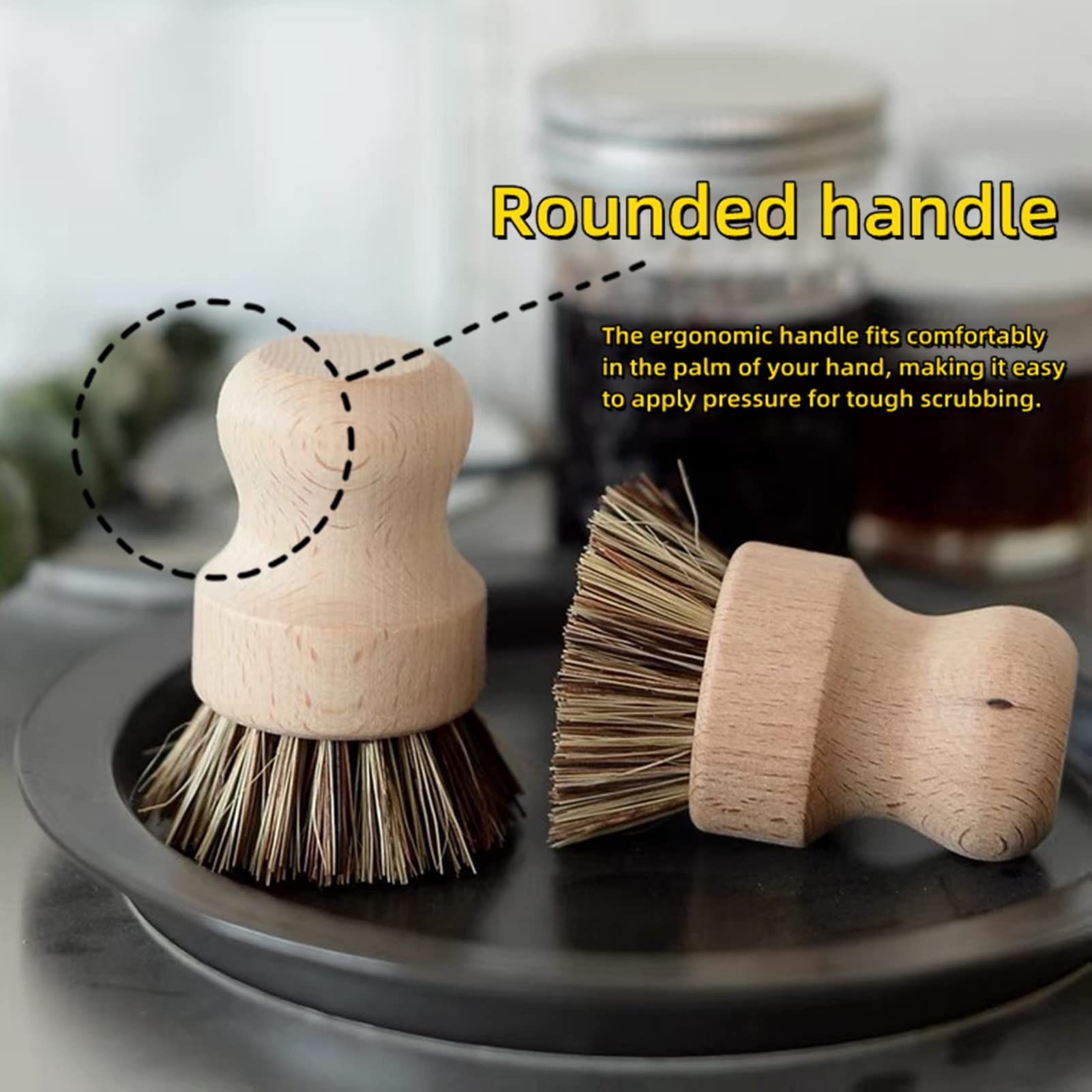 Potato Scrubber, Soft Bristles Mushroom Cleaning Brush Fruit and Vegetable Brush Scrubber Mini Dish Brush with Wooden Handle — image 5