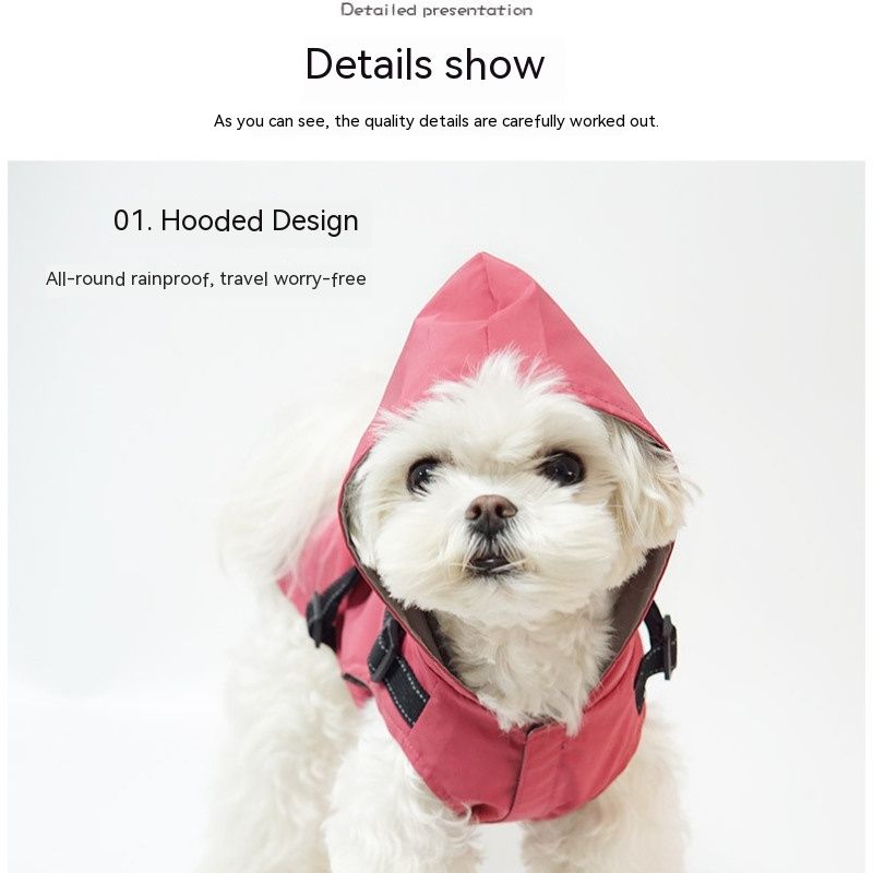 Dog Raincoat with Harness - Waterproof Dog Rain Poncho with Hood for Small Dogs - Reflective Small Dog Rain Jacket — image 2