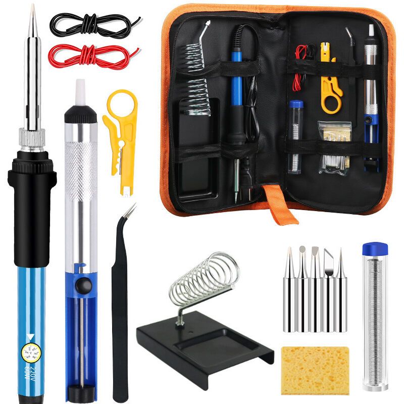 60W Soldering Iron Kit 200 to 450 C with Tips Pump Wire Cutter Stand and Tool Case — image 4