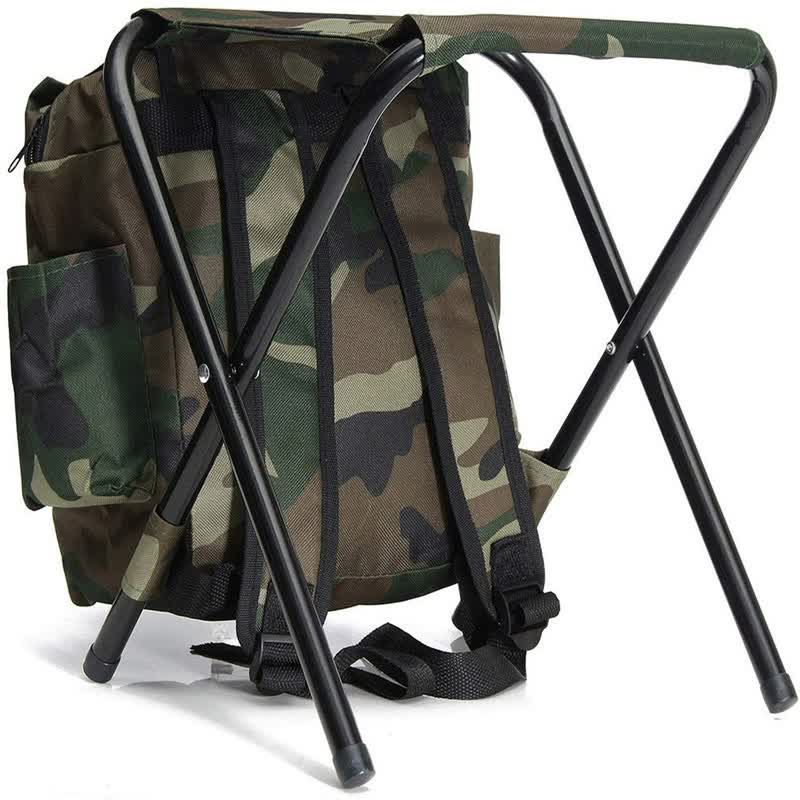 Camouflage Foldable Backpack with Built-in Chair – Multi-Functional Outdoor Camping Stool Bag — image 2