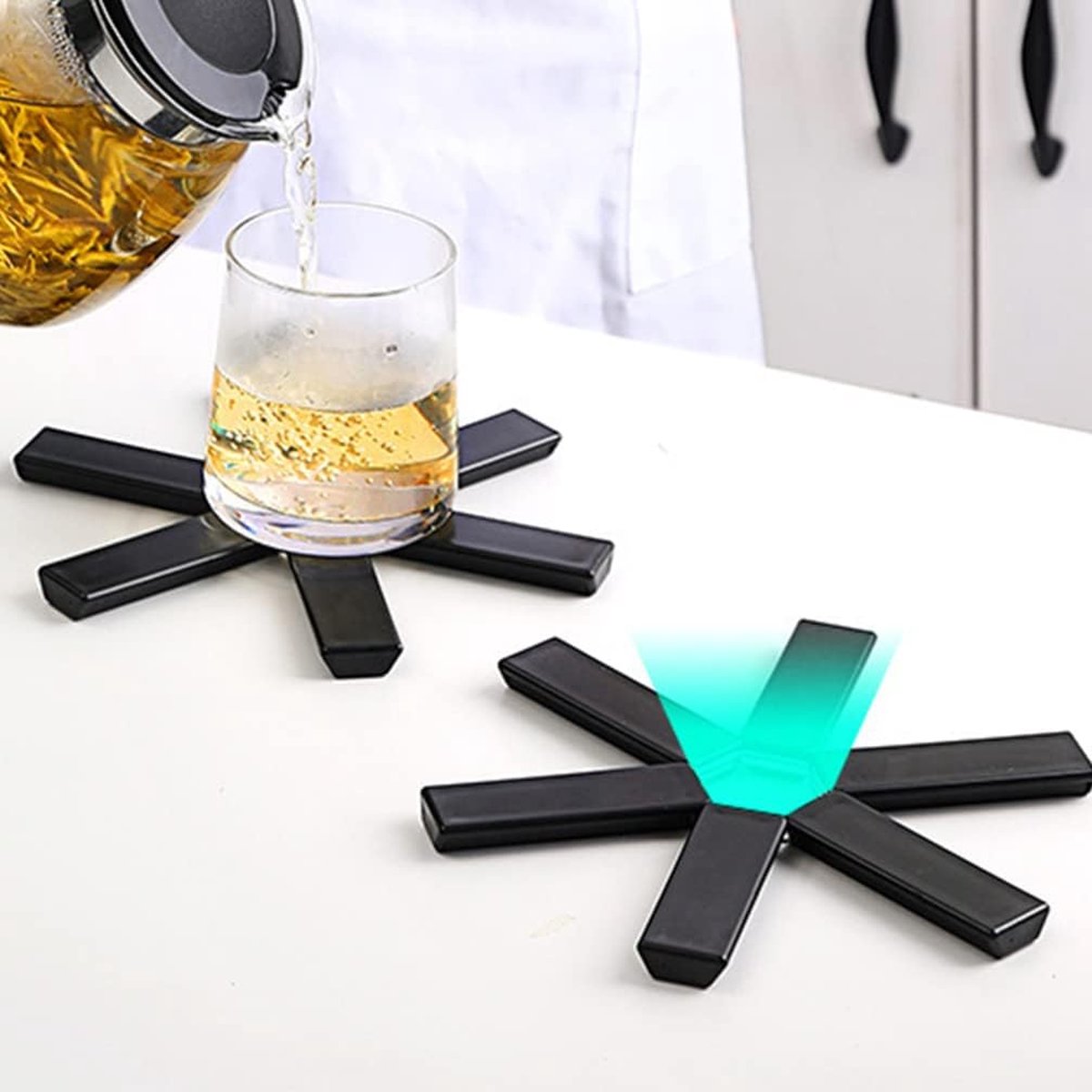 Pot Coaster - 4 Pieces - Coaster - Pot Holders - Pot Rack - Foldable - Heat Resistant - Non-Slip - Stylish Design - Practical - Foldable - Durable - Washable — image 2