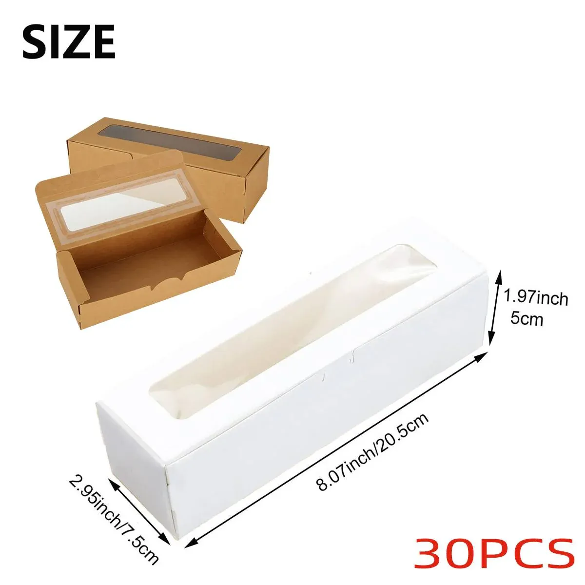 30 Pcs Kraft Paper Window Box Cardboard Gift Packaging Bakery Party Favour Box - Kraft โ image 4