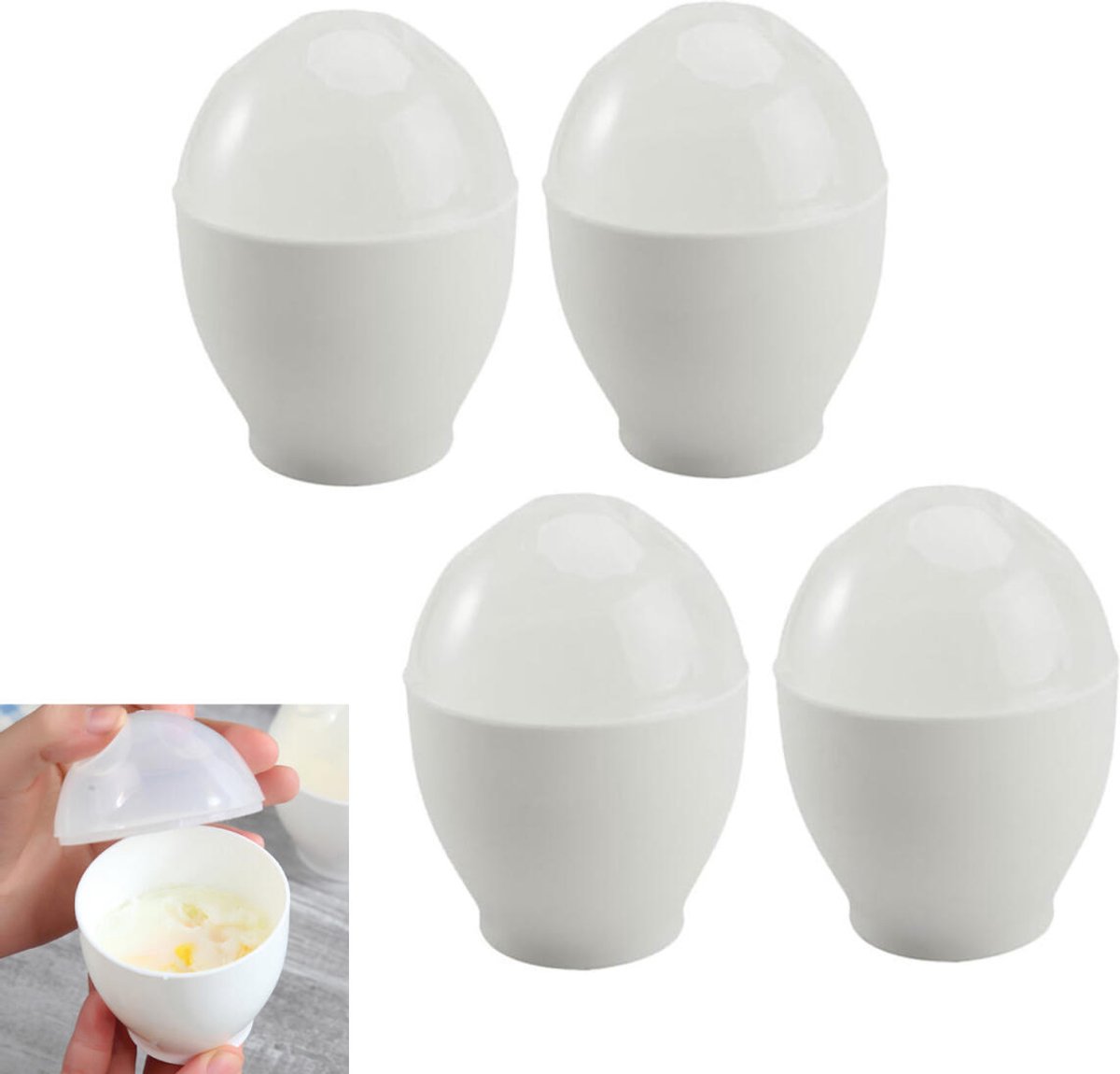 4 pieces - microwave egg cooker - making non-stick eggs and scrambled eggs - for instant breakfast - PP plastic steam cups - 6.5 × 9.5 cm - kitchen utensils