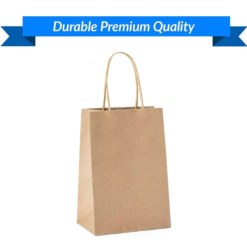 50X Kraft Paper Bags Gift Shopping Carry Craft Brown Bag With Handles - XXL-42cmx31cmx13cm โ image 3
