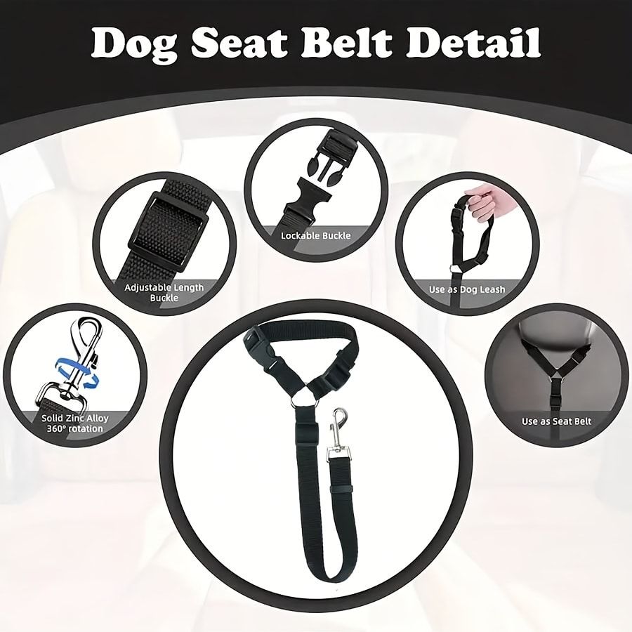 Dog Seat Belt for Car, Pet Car Safety Restraint with Adjustable Straps and Zinc Alloy Hook, Perfect for Securing Your Dog in Vehicle, Ideal Car Safety Strap — image 5