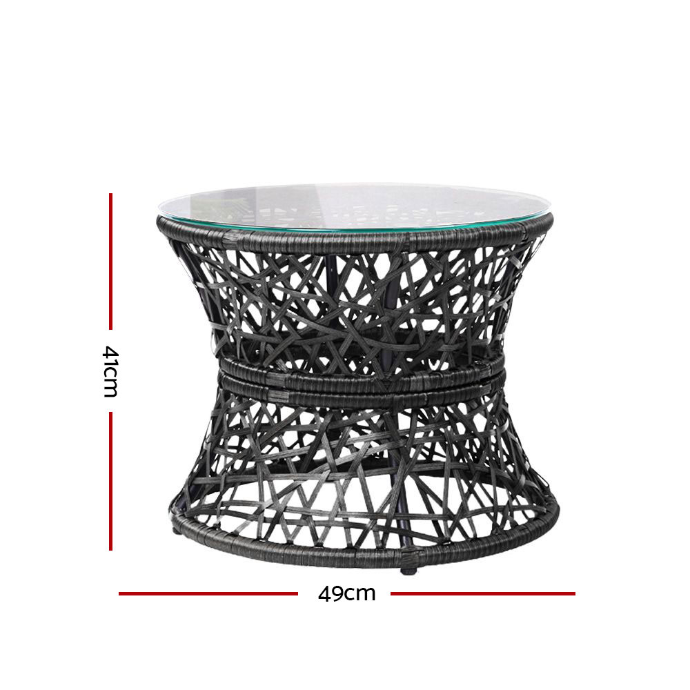 Gardeon Outdoor Lounge Setting Papasan Chair Wicker Table Garden Furniture Black โ image 3