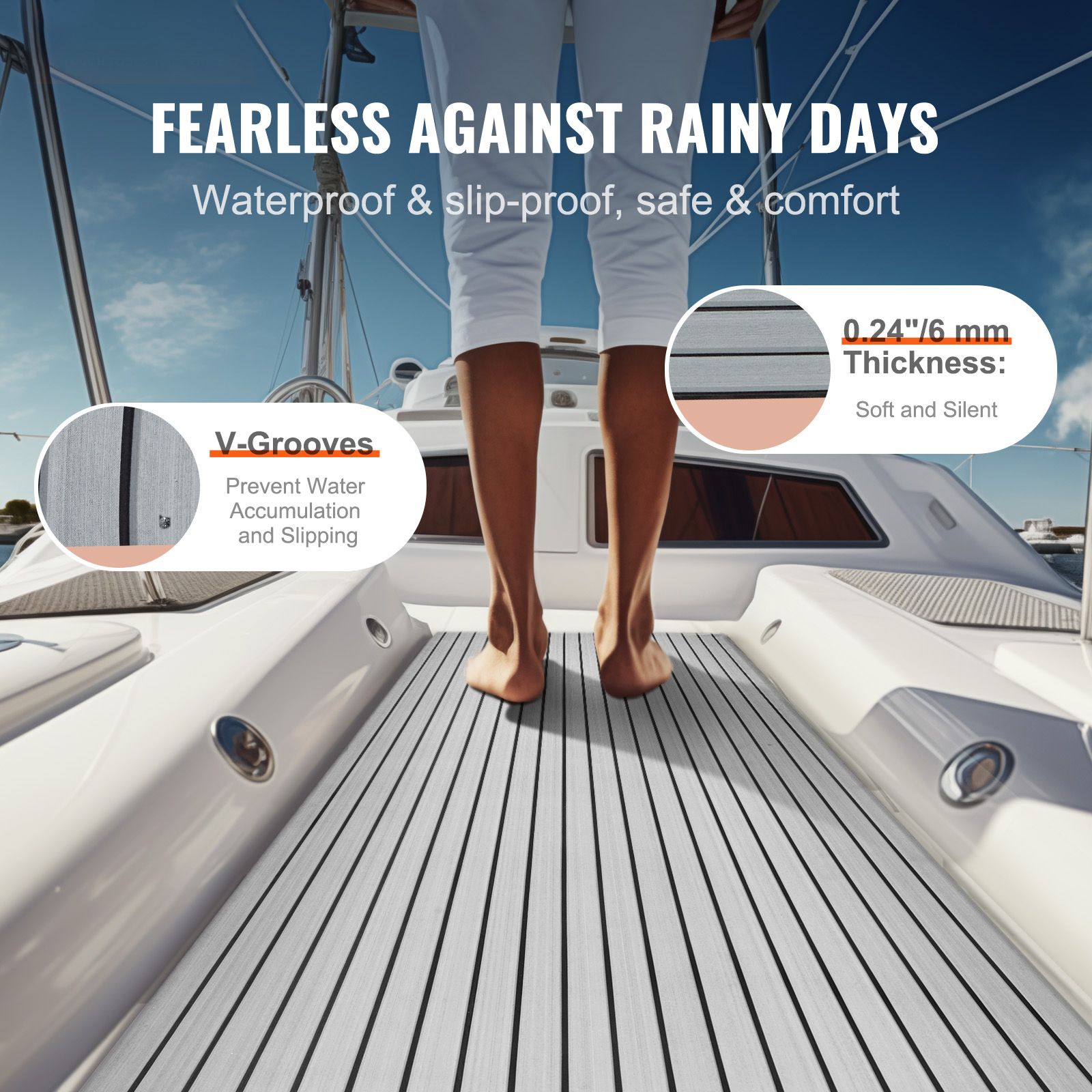 Boat Flooring, EVA Foam Boat Decking 94.5" x 45.7", Non-Slip Self-Adhesive Flooring, 29.9 sq.ft Marine Carpet for Boats, Yacht, Pontoon, Kayak Decking — image 2