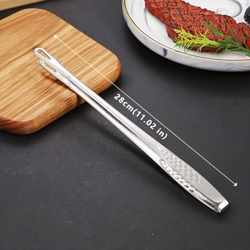 Barbecue Tongs Stainless Steel Tongs Kitchen Lengthened Food Tongs Roast Meat Shop Special Purpose Clipper Steak Tongs 28cm/11.02in