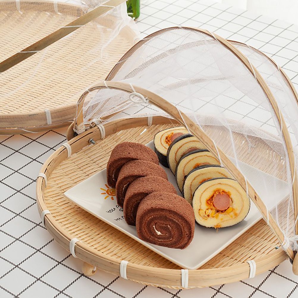 Bamboo Food Serving Tent Natural Handcraft Tray Mesh Food Storage Basket Meal Table Serve Cover โ image 6