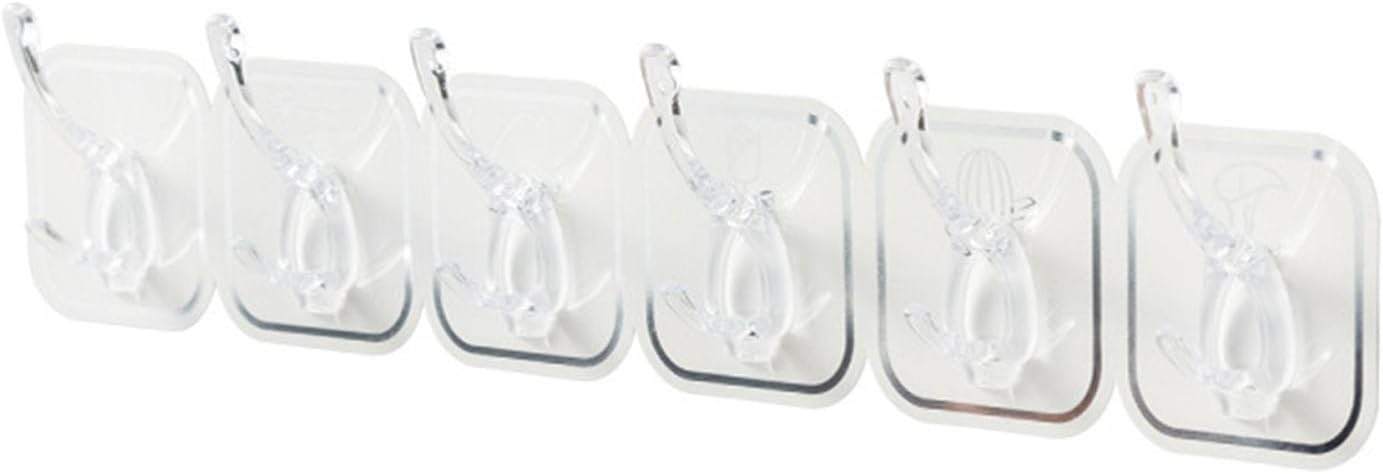 6Pcs Acrylic Wall Mounted Necklaces Organizer,6 Hooks Jewelry Stand Organizer,No Drilling Hanging Hook Strong Bearing Capacity for Kitchen Bathroom(White)