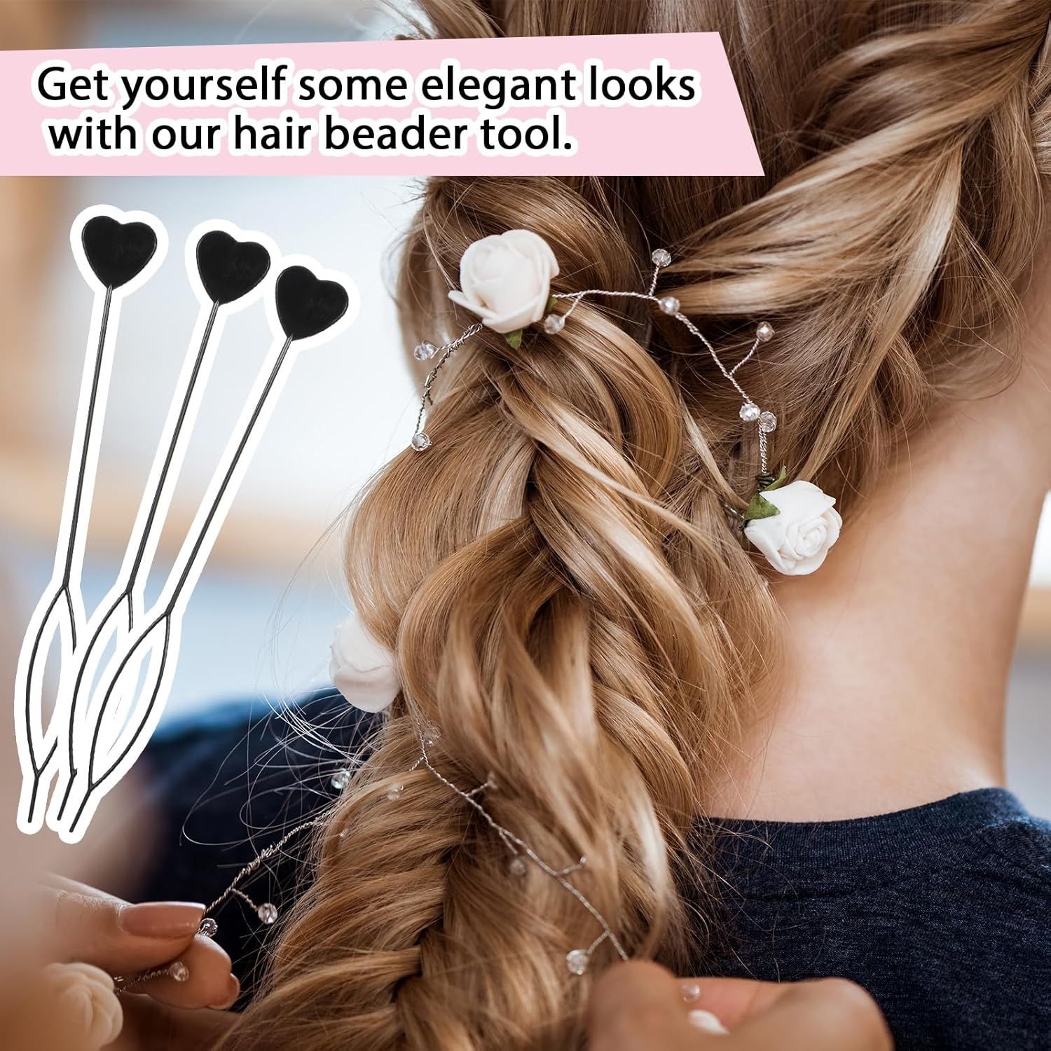 12 PCS Quick Hair Beader Tool, Black Beaders for Braids, For Girls Women Ponytail Hair Styling Braiding Accessories Supplies β image 6