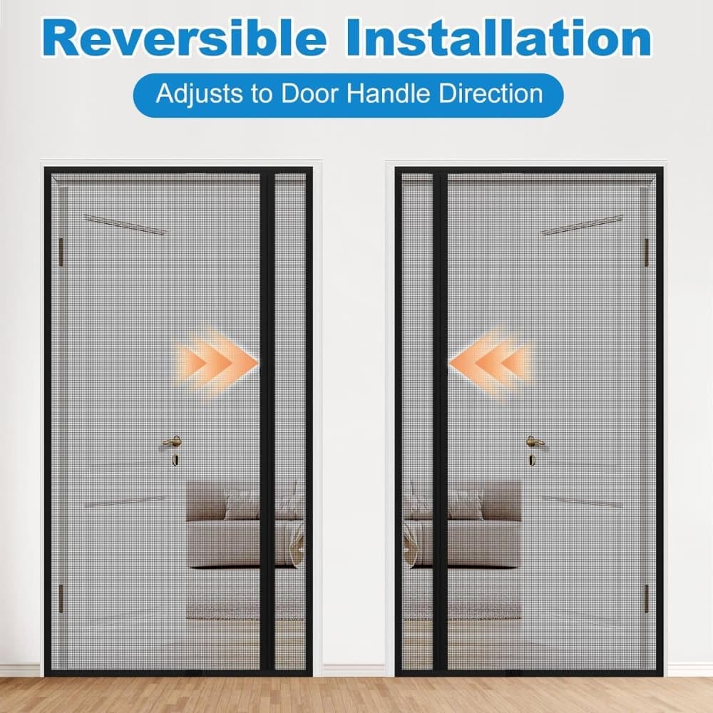 Self-Adhesive Magnetic Mosquito Net Door Curtain Removable Durable Insect Fly and Cat Proof, 80 × 210 cm Gray — image 6