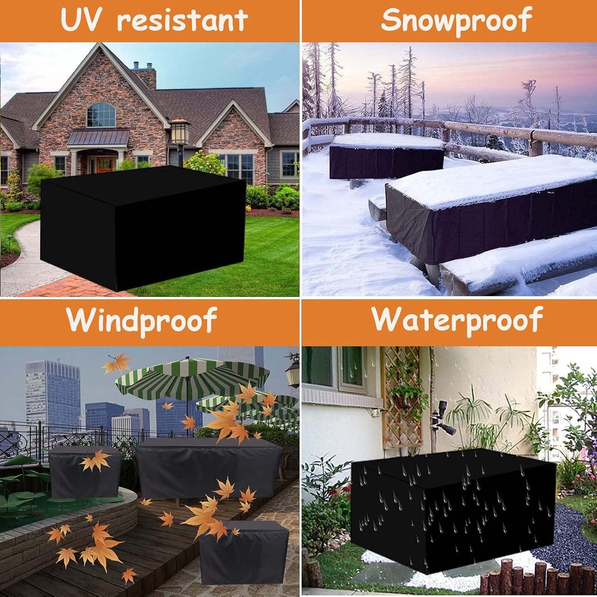 Garden Table Cover - 123*123*74 cm - Garden Furniture Cover - Square Garden Furniture Cover - Waterproof Garden Furniture Protective Cover - Waterproof Garden โ image 3