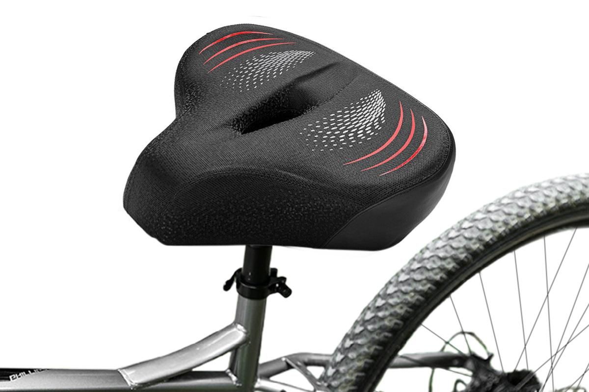 Noseless Bike Seat Cushion for Men & Women Comfortable Saddle for Peloton Bikes Exercise Bikes Electric Bikes Cruiser Bikes - Black&Red โ image 2